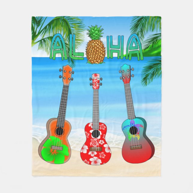 Cobertor De Velo Aloha Island Ukuleles (Frente)