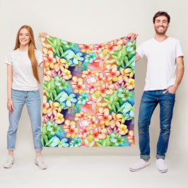 Cobertor De Velo Aloha Plumeria Flowers Watercolor