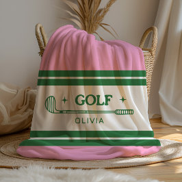 Cobertor De Velo Alojador de golfe Verde e Rosa de Nome Personaliza