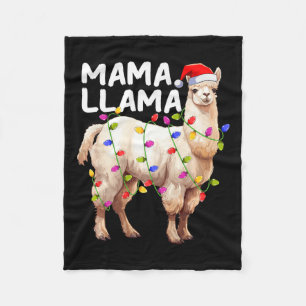 Cobertor De Velo Alpaca Llama Xmas Iluminação Santa Hat Mama Llama