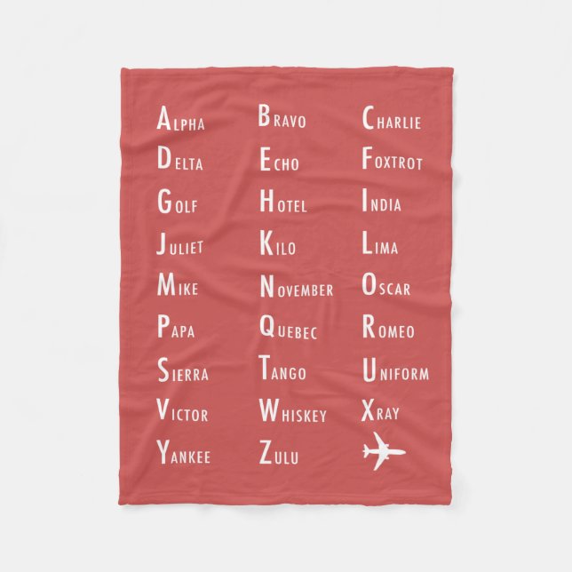 Cobertor De Velo Alphabet Aviation Tomato Fleece Blanket (Frente)