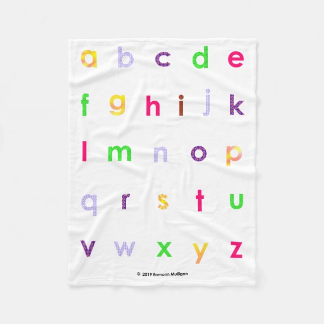 Cobertor De Velo Alphabet Lower Case Letters (Frente)