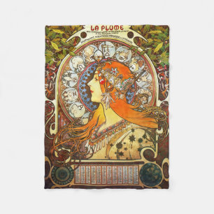 Cobertor De Velo Alphonse Mucha La Plume Zodiac Art Nouveau Vintage