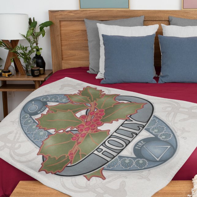 Cobertor De Velo Alquimia da Flor e Mágica - Holly (Flower Astrology and Magic - Holly Fleece Blanket)