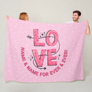 Cobertor De Velo Alterar Nome Texto Boho LOVE Palavras Tipo Rosa
