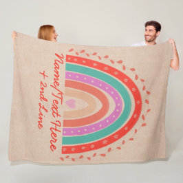 Cobertor De Velo Alterar Texto Adicionar Nome Boho Arco-Íris Coraçã