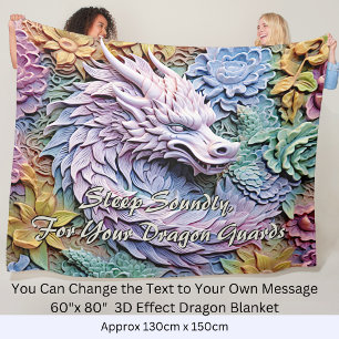 Cobertor De Velo Alterar Texto, Pastas Suaves 3D Efeito Dragon 60"x