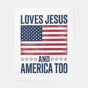 Cobertor De Velo Ama Jesus E a América Demais Camisa Cristã Patriót