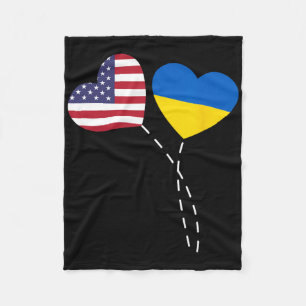 Cobertor De Velo Amando a Bandeira da Ucrânia dos EUA Coração Ucran