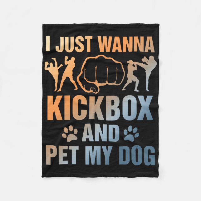 Cobertor De Velo Amante de cachorro de kickboxing engraçado eu só q (Frente)