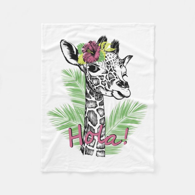 Cobertor De Velo Amante de Girafa Girafa Com Hibisco (Frente)