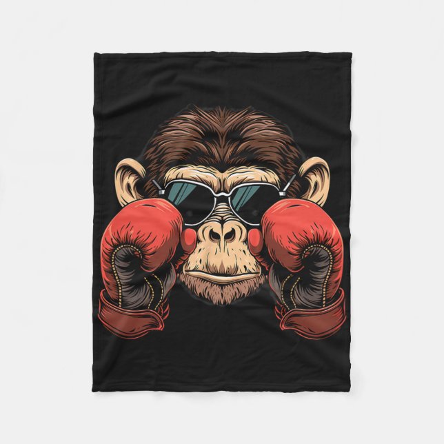 Cobertor De Velo Amante de Macaco de Boxe Luvas de Boxe Kickboxing  (Frente)