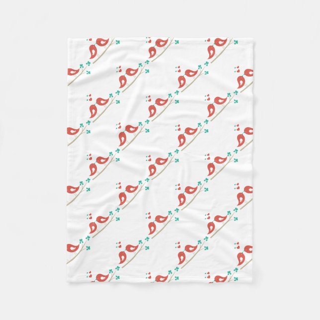 Cobertor De Velo Amar Pássaros Arte Folk (Frente)