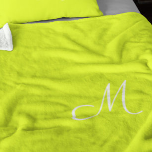 Cobertor De Velo Amarelo Chartreuse - monograma