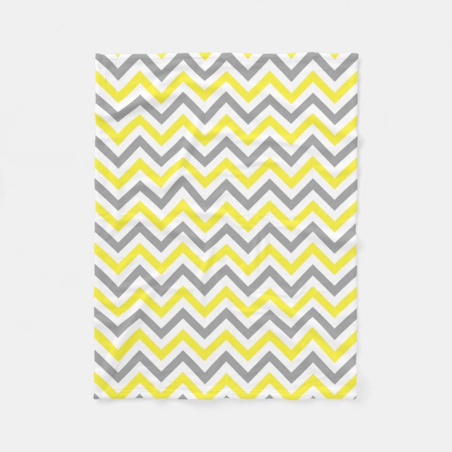Cobertor De Velo Amarelo, Cinza Escuro Branco Padrão Grande Zigue-Z (Frente)