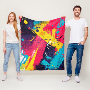 Cobertor De Velo Amarelo Elétrico Magenta Grunge Urbano Meia-tinta