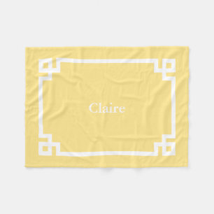Cobertor De Velo Amarelo Manteiga e Branco Monograma Chave Grega