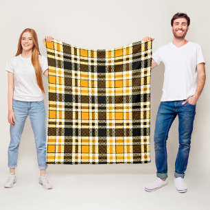 Cobertor De Velo Amarelo Preto Branco Flanela Xadrez Padrão Design