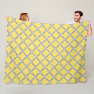 Cobertor De Velo Amarelo quatrefoil e cinza