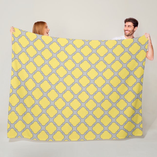 Cobertor De Velo Amarelo quatrefoil e cinza (In Situ)