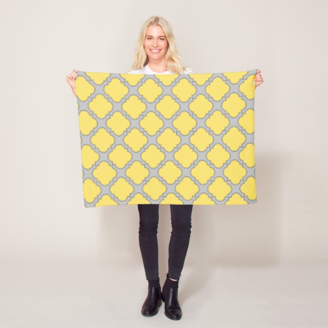 Cobertor De Velo Amarelo quatrefoil e cinza (In Situ)
