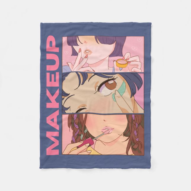 COBERTOR DE VELO AMAZENAR ANIME, MENINA, MAKEUS (Frente)