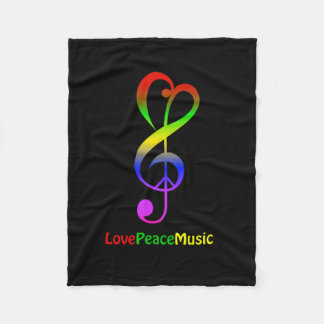 Cobertor De Velo Ame a paz, hippie treble clef