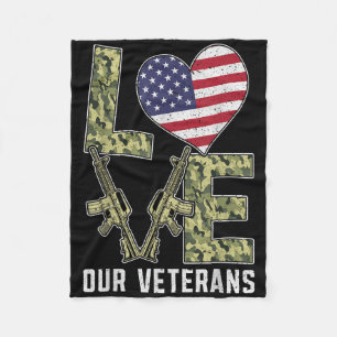 Cobertor De Velo Ame Nosso Dia dos Veteranos Orgulha Bandeira Milit