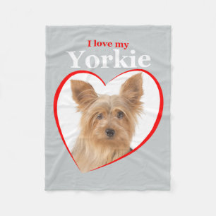 Cobertor De Velo Ame o meu Yorkie Fleece Blanket