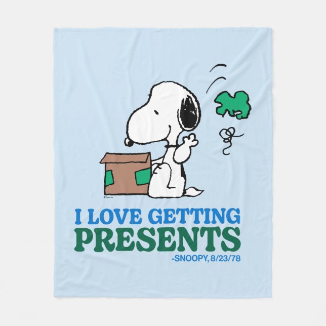 Cobertor De Velo Amendoins | Snoopy I Love Getting Present (Frente)