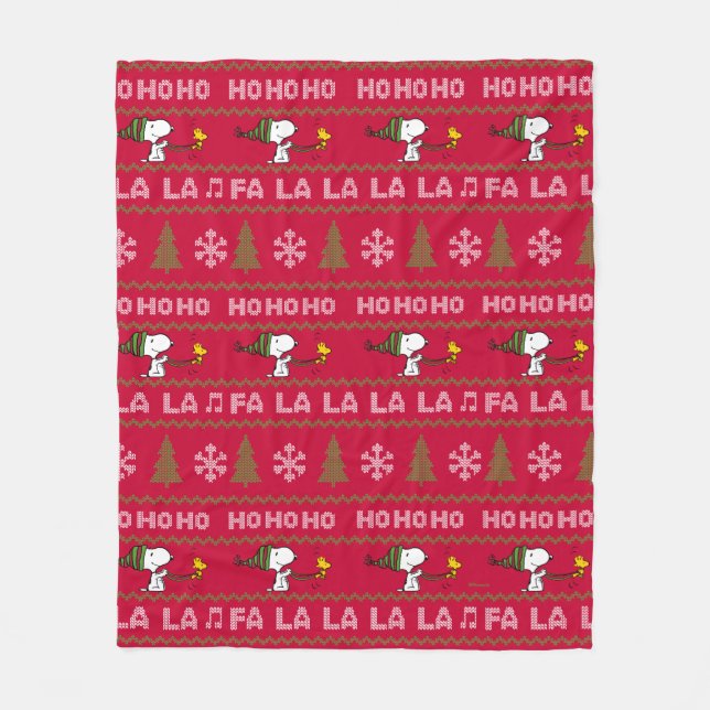 Cobertor De Velo Amendoins | Snoopy & Woodstock Christmas Sweater (Frente)