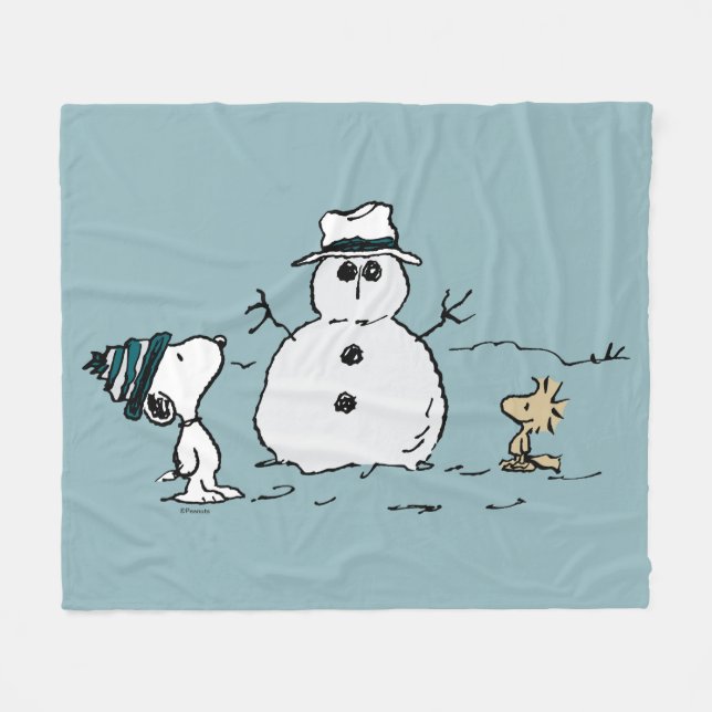 Cobertor De Velo Amendoins | Snoopy & Woodstock Construir Um Neve (Frente (Horizontal))