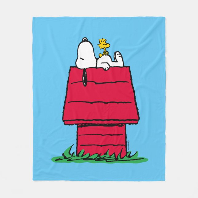 Cobertor De Velo Amendoins | Snoopy & Woodstock Doghouse (Frente)