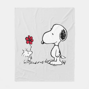 Cobertor De Velo Amendoins Snoopy & Woodstock Vermelho e Preto