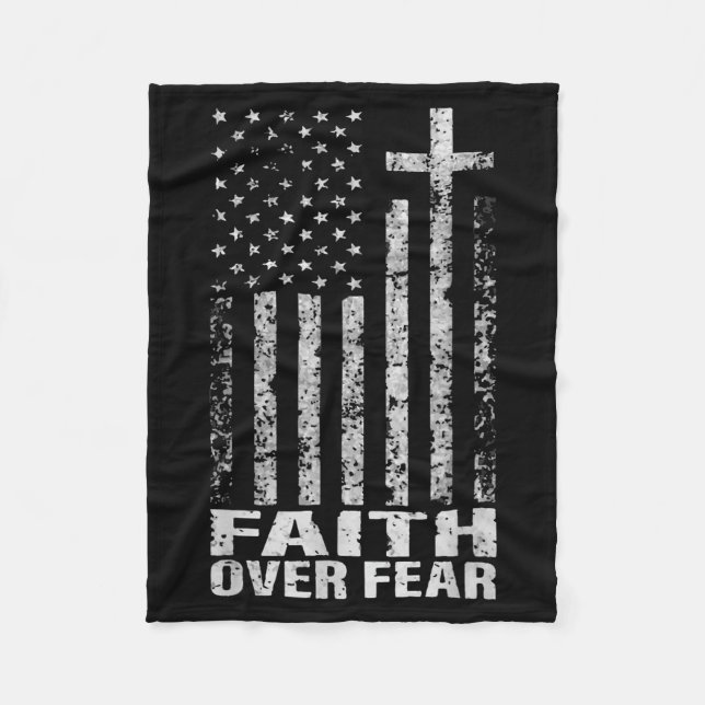 Cobertor De Velo America Pride Us Flag Faith Over Fear Christian Bi (Frente)