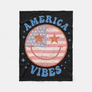 Cobertor De Velo América Vibes Rosto Feliz Sorriso Bandeira America