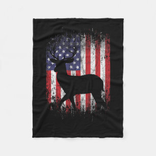 Cobertor De Velo American Deer Hunting Patriótico Flag Whitet