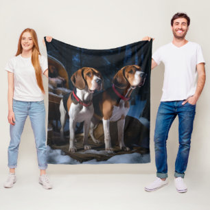 Cobertor De Velo American English Foxhound Snowy Sleigh Natal