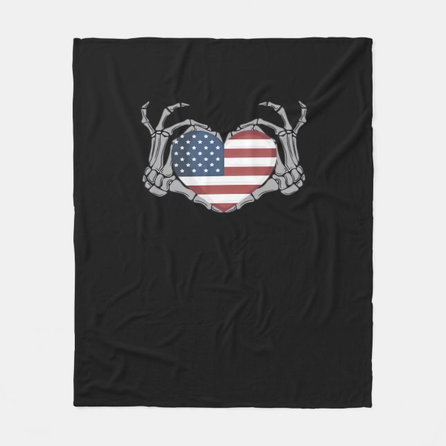 Cobertor De Velo American Flag Heart Feed (Frente)