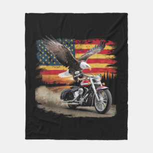 Cobertor De Velo American Flag Motorcycle Tshirt USA Flag Biker Ret