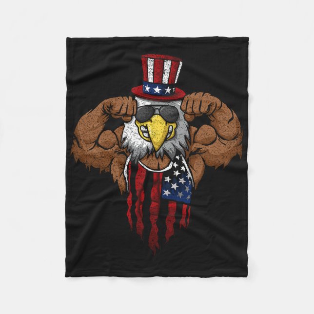 Cobertor De Velo American Flag Muscular Bald Eagle Bike Flexing Unc (Frente)