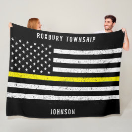Cobertor De Velo American Flag Thin Yellow Line - Nome Com Dificuld
