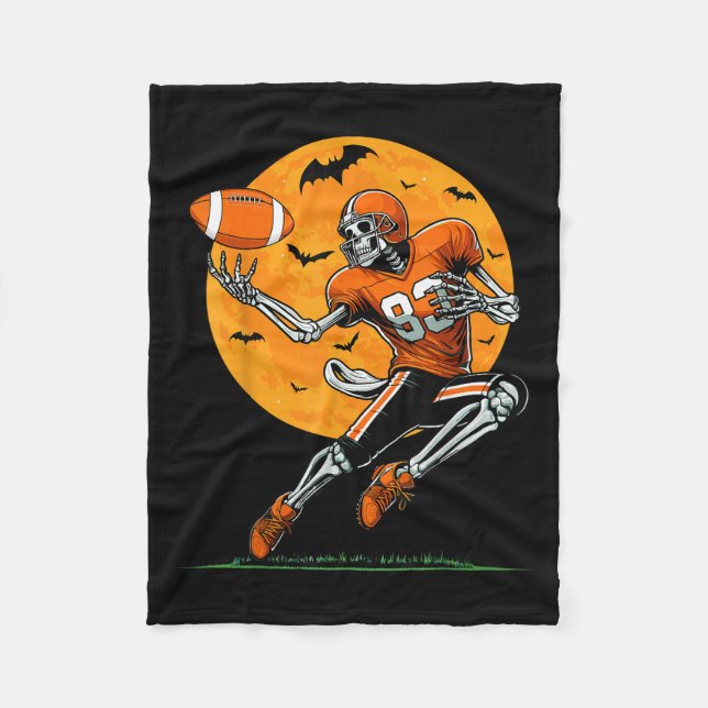 Cobertor De Velo American Football Skeleton Boys Halloween Football (Frente)
