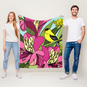 Cobertor De Velo American Goldfinch e Flor