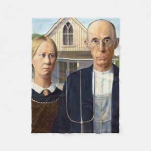 Cobertor De Velo American Gothic Classic Painting Grant Wood