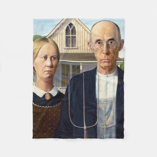 Cobertor De Velo American Gothic Classic Painting Grant Wood (Frente)