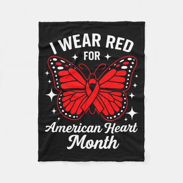Cobertor De Velo American Heart Disease Awareness Month Ribbon Red  (Frente)