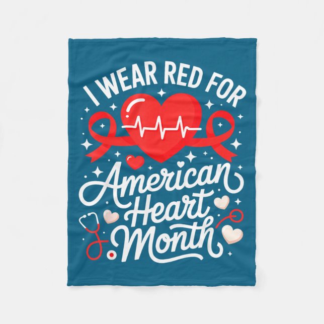Cobertor De Velo American Heart Disease Awareness Month Ribbon Red  (Frente)