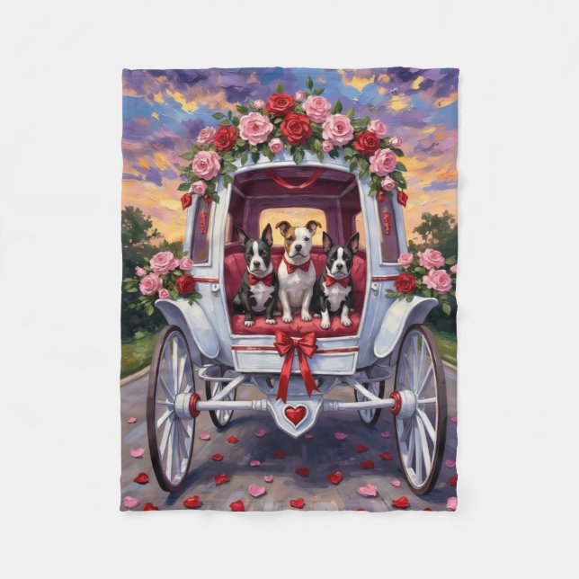 Cobertor De Velo American Staffordshire Dog Valentine's Day (Frente)