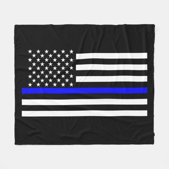 Cobertor De Velo American Thin Blue Line Decor (Frente (Horizontal))